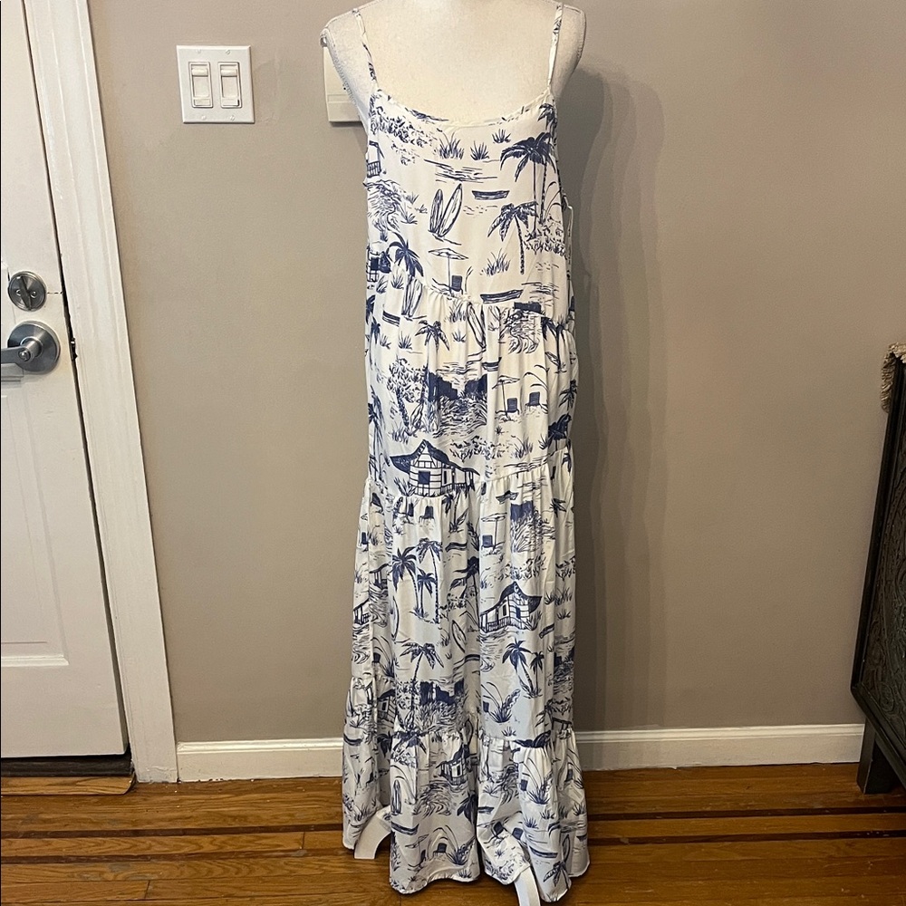 Blue and White Maxi Dress